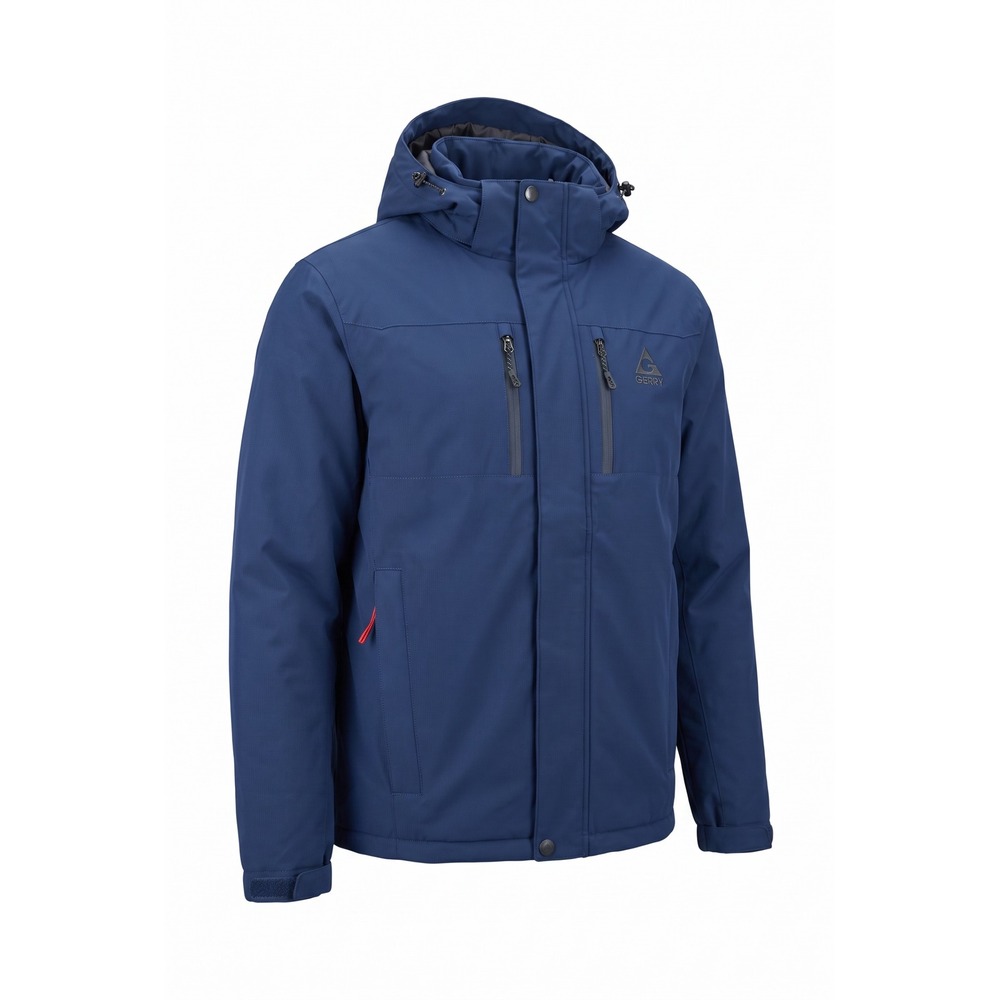 Gerry Mens Blue Hooded Softshell Jacket Water Resistant Full Zip Coat